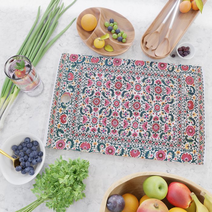 Shakhrisyabz Suzani Uzbekistan Embroidery Print Cutting Board Gallery Image 2
