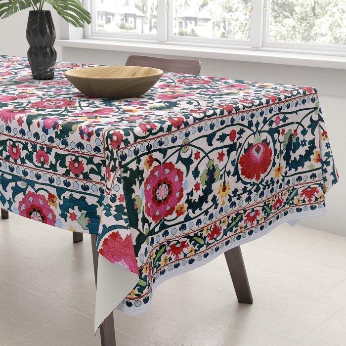 Shakhrisyabz Suzani Uzbekistan Embroidery Print Tablecloth Gallery Image 3