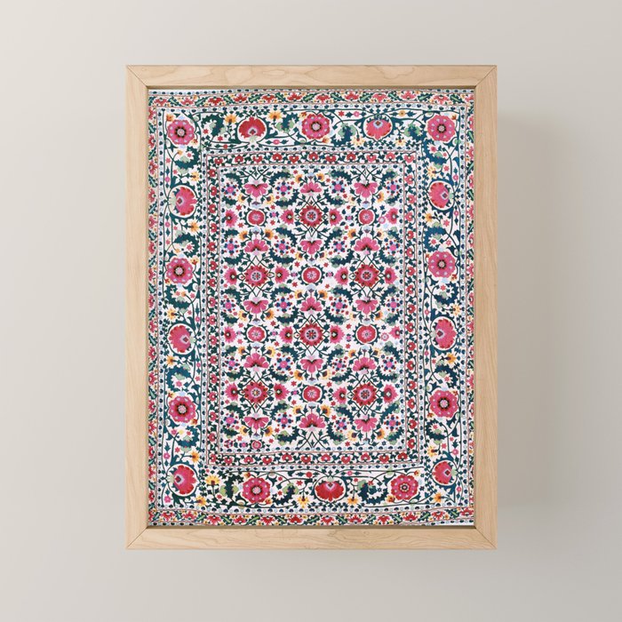 Shakhrisyabz Suzani Uzbekistan Embroidery Print Mini Art Print Gallery Image 1