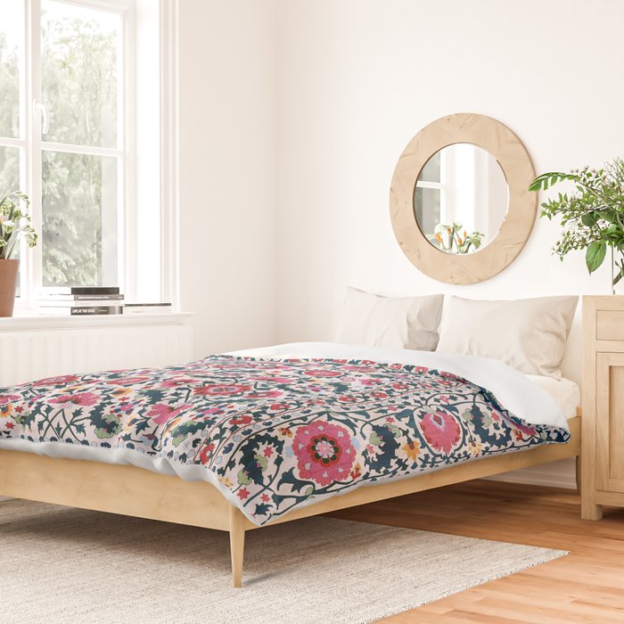 Shakhrisyabz Suzani Uzbekistan Embroidery Print Duvet Cover Gallery Image 2