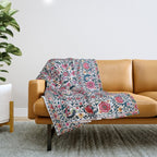 Shakhrisyabz Suzani Uzbekistan Embroidery Print Throw Blanket Gallery Image 1