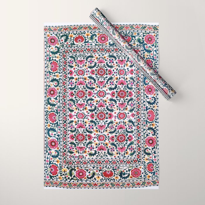 Shakhrisyabz Suzani Uzbekistan Embroidery Print Wrapping Paper Gallery Image 1