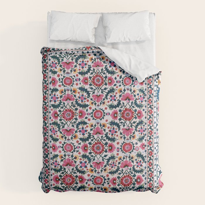 Shakhrisyabz Suzani Uzbekistan Embroidery Print Duvet Cover Gallery Image 6