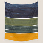 Late November Rothko Inspired Colorful Stripes Navy Blue Olive Green Yellow Wall Tapestry Gallery Image 4
