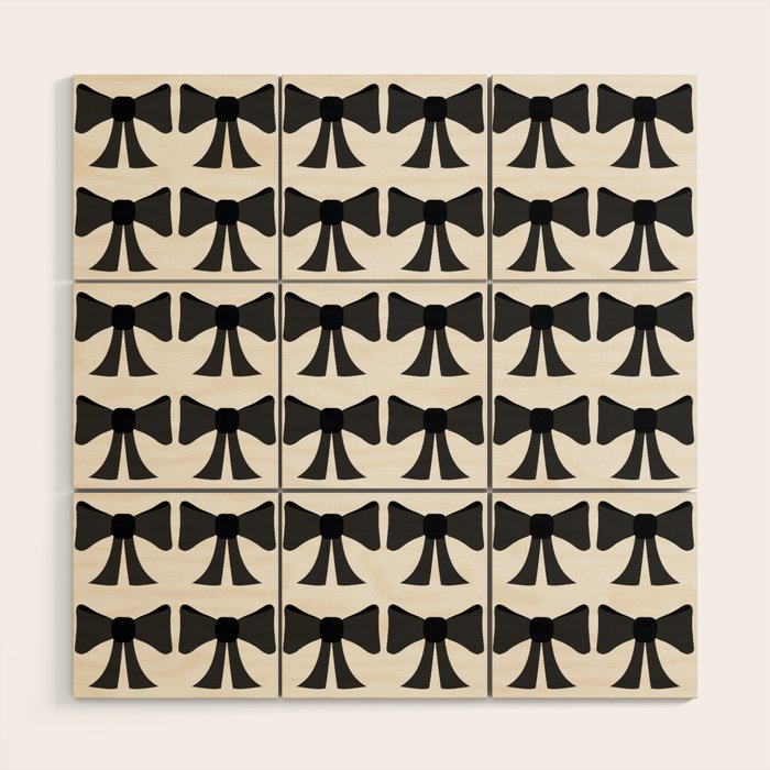 Vintage Bows I Black and White Wood Wall Art Gallery Image 1