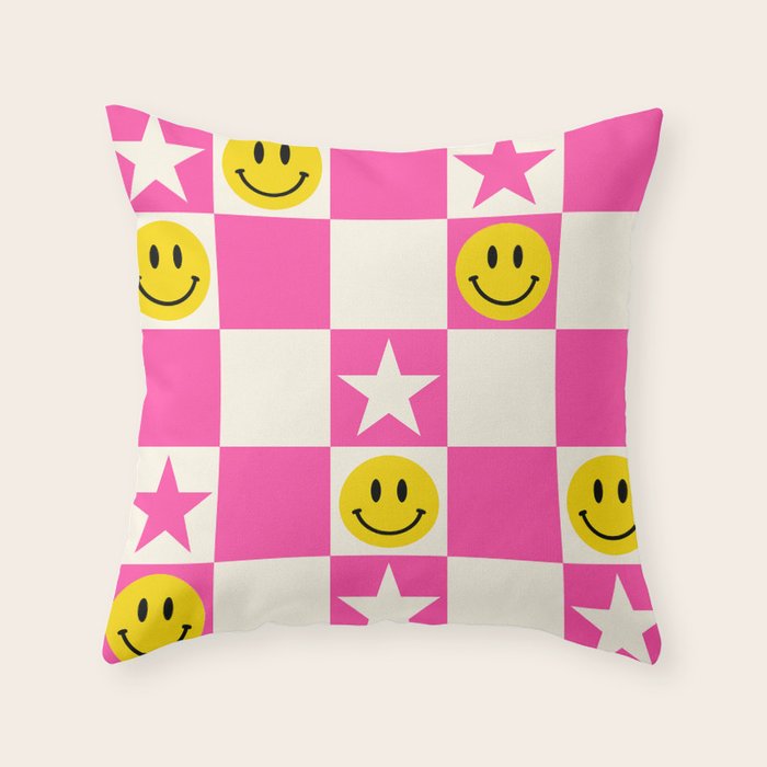 SMILEY STAR PINK Throw Pillow Gallery Image 6