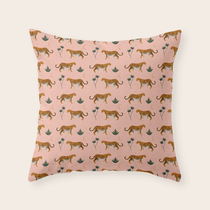 Big Cat pattern Softpink Throw Pillow Gallery Image 6