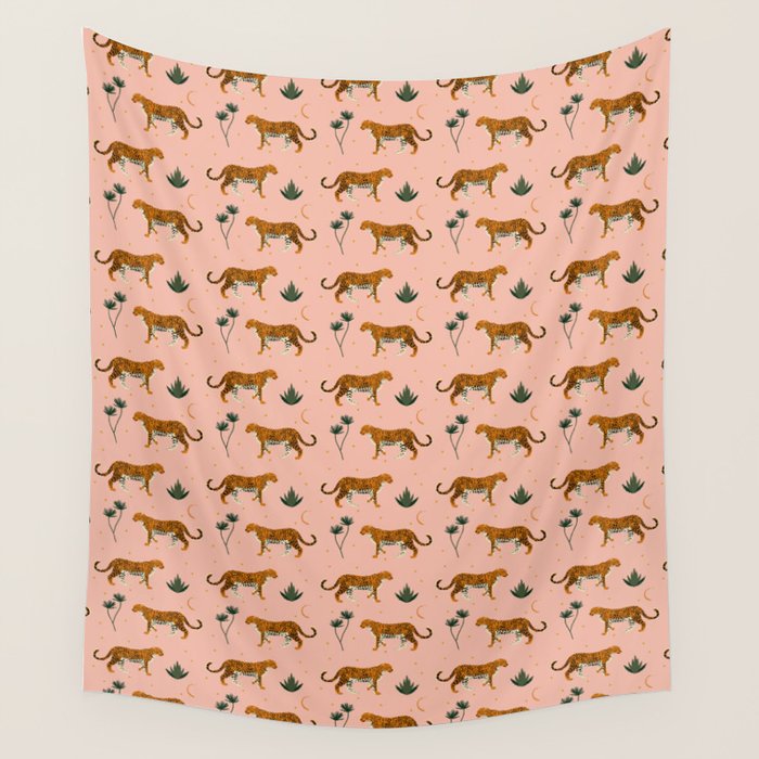 Big Cat pattern Softpink Wall Tapestry Gallery Image 4