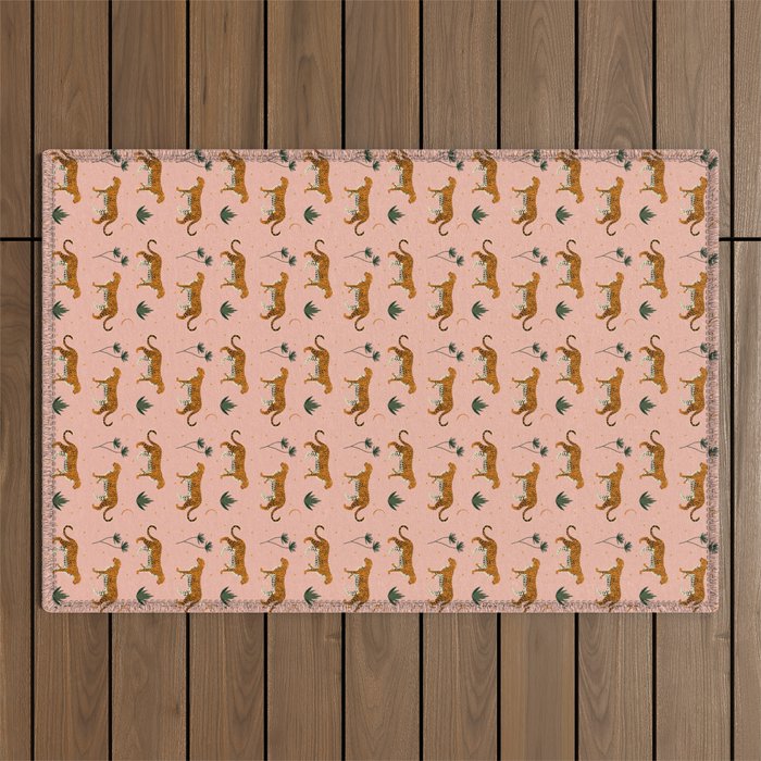 Big Cat pattern Softpink Outdoor Rug Gallery Image 1