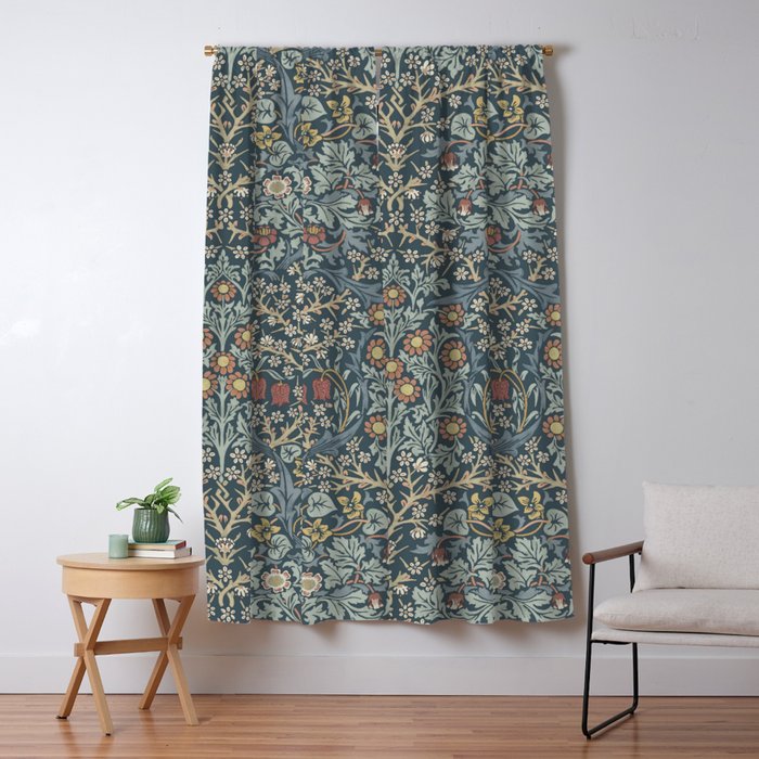 William Morris Vintage Blackthorn Indigo Window Curtain Gallery Image 5