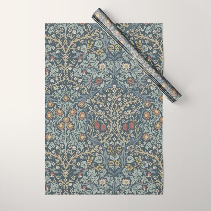 William Morris Vintage Blackthorn Indigo Wrapping Paper Gallery Image 1