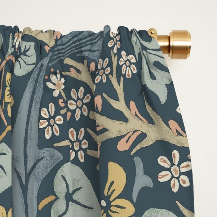 William Morris Vintage Blackthorn Indigo Window Curtain Gallery Image 2