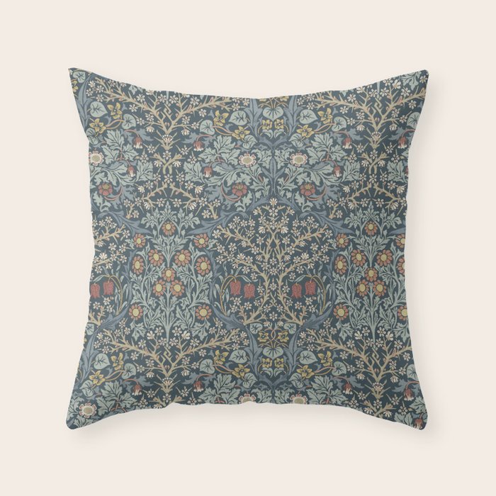 William Morris Vintage Blackthorn Indigo Throw Pillow Gallery Image 6