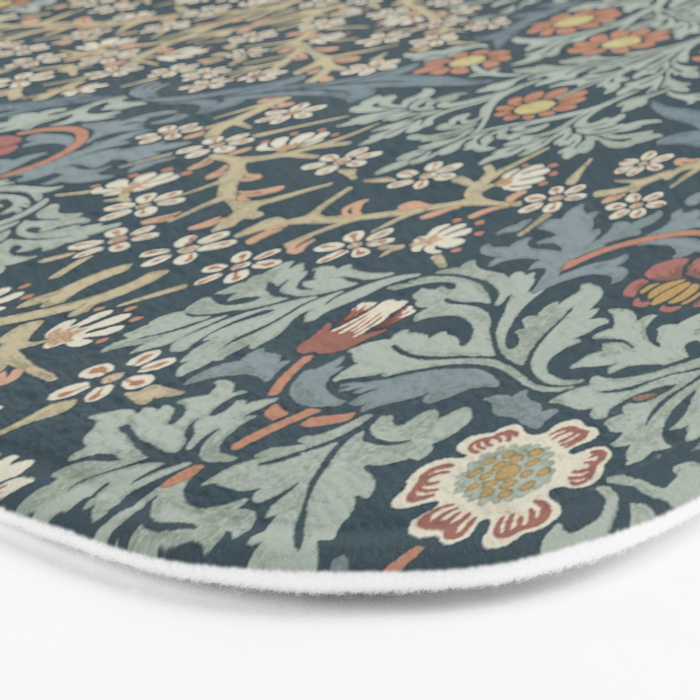 William Morris Vintage Blackthorn Indigo Bath Mat Gallery Image 3