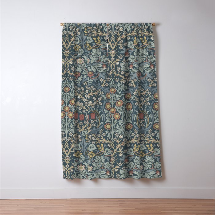 William Morris Vintage Blackthorn Indigo Window Curtain Gallery Image 3