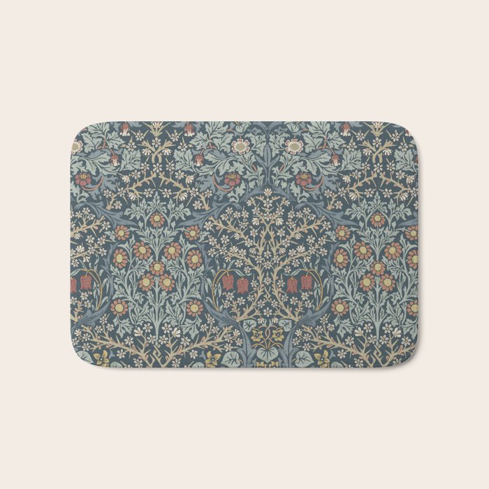 William Morris Vintage Blackthorn Indigo Bath Mat Gallery Image 1
