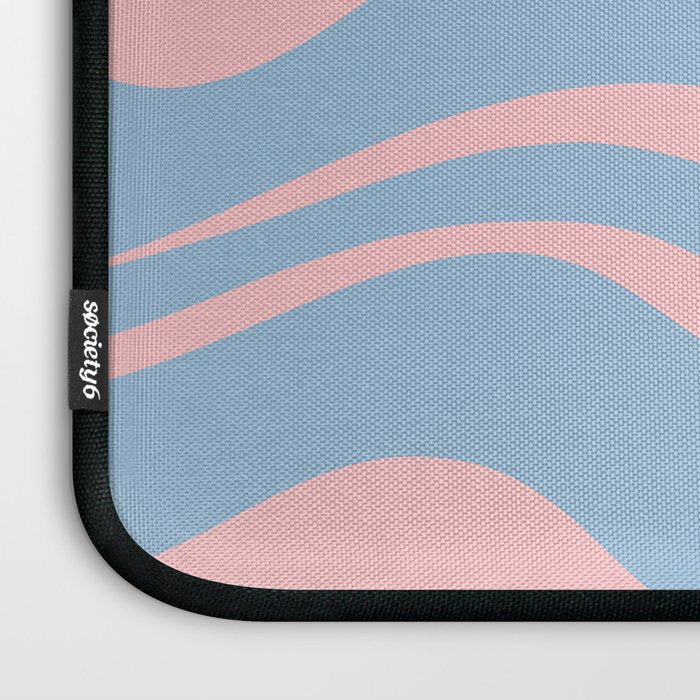 Light Blue and Pink Modern Retro Liquid Swirl Abstract Pattern Laptop Sleeve Gallery Image 3