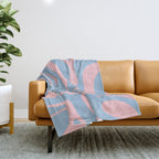 Light Blue and Pink Modern Retro Liquid Swirl Abstract Pattern Throw Blanket Gallery Image 1