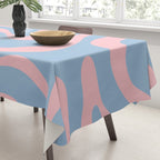 Light Blue and Pink Modern Retro Liquid Swirl Abstract Pattern Tablecloth Gallery Image 3