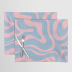 Light Blue and Pink Modern Retro Liquid Swirl Abstract Pattern Placemat Gallery Image 1