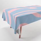 Light Blue and Pink Modern Retro Liquid Swirl Abstract Pattern Tablecloth Gallery Image 1