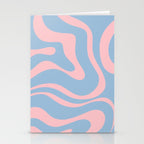 Light Blue and Pink Modern Retro Liquid Swirl Abstract Pattern Stationery Card Gallery Image 2