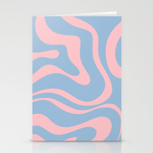 Light Blue and Pink Modern Retro Liquid Swirl Abstract Pattern Stationery Card Gallery Image 2