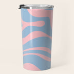 Light Blue and Pink Modern Retro Liquid Swirl Abstract Pattern Travel Mug Gallery Image 3