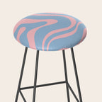 Light Blue and Pink Modern Retro Liquid Swirl Abstract Pattern Stool Gallery Image 2