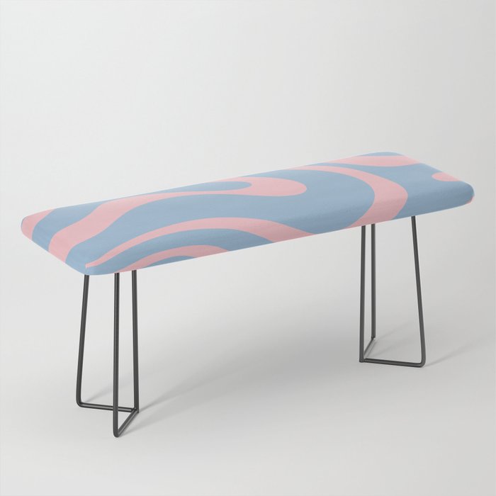 Light Blue and Pink Modern Retro Liquid Swirl Abstract Pattern Bench Gallery Image 1