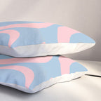 Light Blue and Pink Modern Retro Liquid Swirl Abstract Pattern Pillow Sham Gallery Image 3