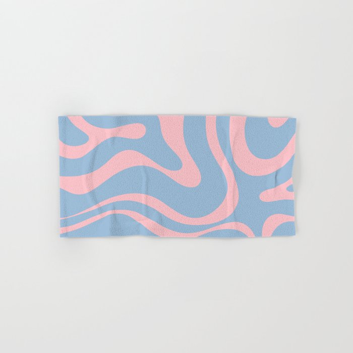 Light Blue and Pink Modern Retro Liquid Swirl Abstract Pattern Bath Towel Gallery Image 1