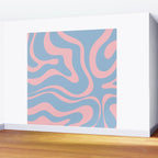 Light Blue and Pink Modern Retro Liquid Swirl Abstract Pattern Wall Mural Gallery Image 2