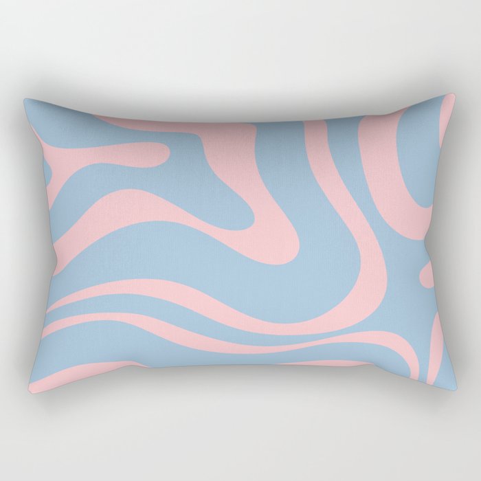 Light Blue and Pink Modern Retro Liquid Swirl Abstract Pattern Rectangular Pillow Gallery Image 2