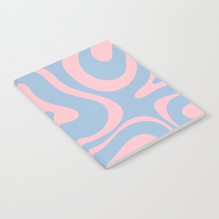 Light Blue and Pink Modern Retro Liquid Swirl Abstract Pattern Notebook Gallery Image 2