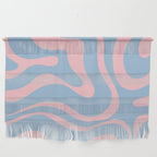 Light Blue and Pink Modern Retro Liquid Swirl Abstract Pattern Wall Hanging Gallery Image 1