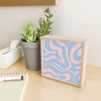 Light Blue and Pink Modern Retro Liquid Swirl Abstract Pattern Mini Art Print Gallery Image 2