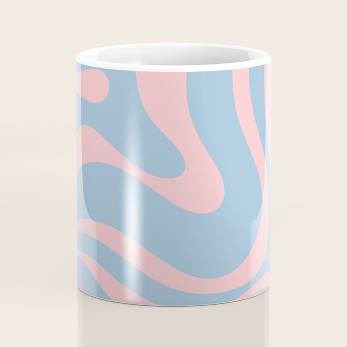 Light Blue and Pink Modern Retro Liquid Swirl Abstract Pattern Coffee Mug Gallery Image 4