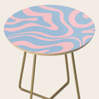 Light Blue and Pink Modern Retro Liquid Swirl Abstract Pattern Side Table Gallery Image 2