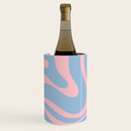 Light Blue and Pink Modern Retro Liquid Swirl Abstract Pattern Wine Chiller Gallery Image 1