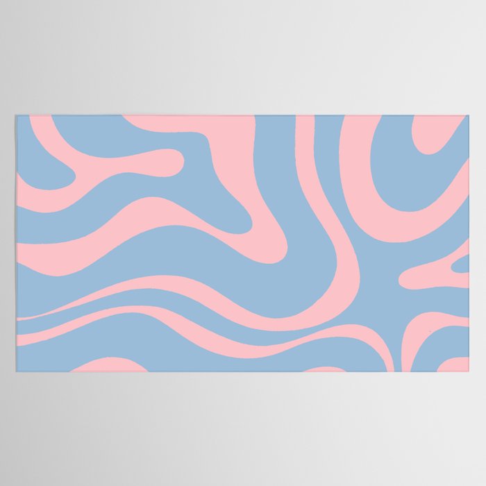 Light Blue and Pink Modern Retro Liquid Swirl Abstract Pattern Tablecloth Gallery Image 2