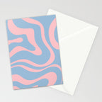 Light Blue and Pink Modern Retro Liquid Swirl Abstract Pattern Stationery Card Gallery Image 2