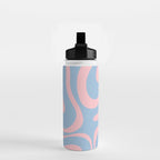 Light Blue and Pink Modern Retro Liquid Swirl Abstract Pattern Water Bottle Gallery Image 2