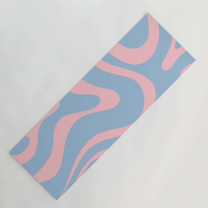 Light Blue and Pink Modern Retro Liquid Swirl Abstract Pattern Yoga Mat Gallery Image 1