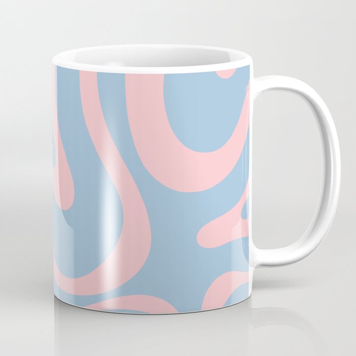 Light Blue and Pink Modern Retro Liquid Swirl Abstract Pattern Coffee Mug Gallery Image 1