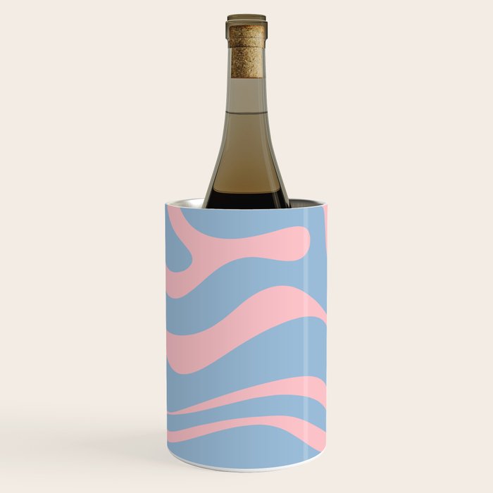 Light Blue and Pink Modern Retro Liquid Swirl Abstract Pattern Wine Chiller Gallery Image 2