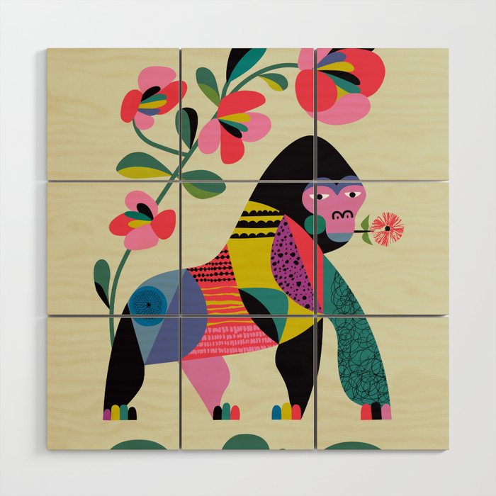 Mid Century Modern Gorilla Wood Wall Art Gallery Image 1