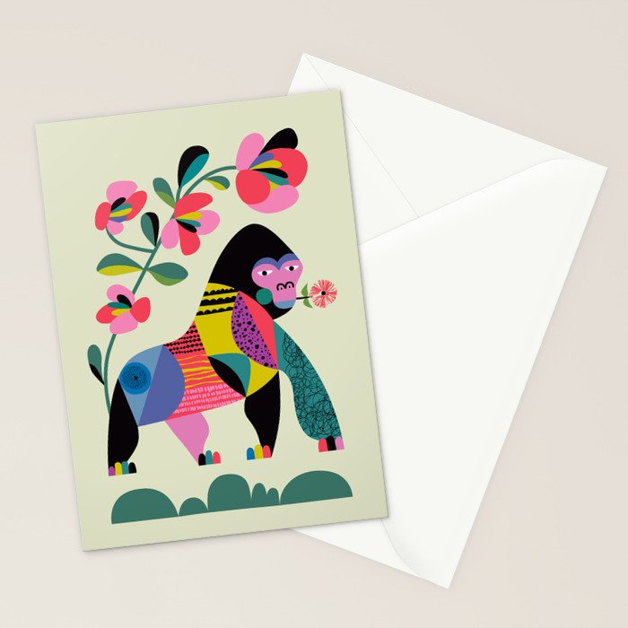 Mid Century Modern Gorilla Stationery Card Gallery Image 2