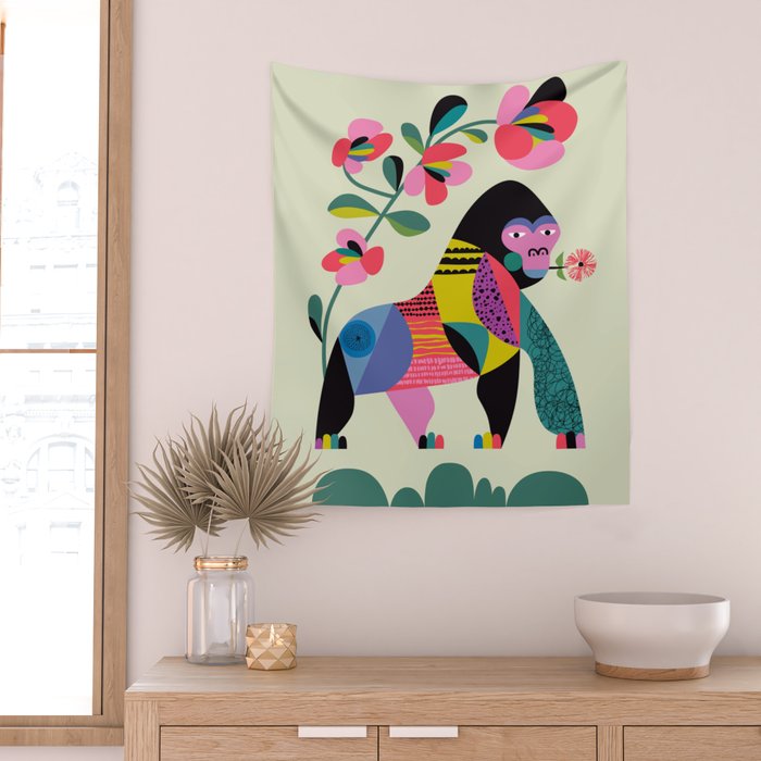 Mid Century Modern Gorilla Wall Tapestry Gallery Image 2