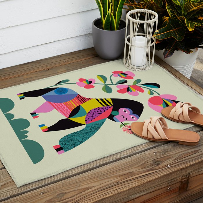 Mid Century Modern Gorilla Outdoor Rug Gallery Image 2